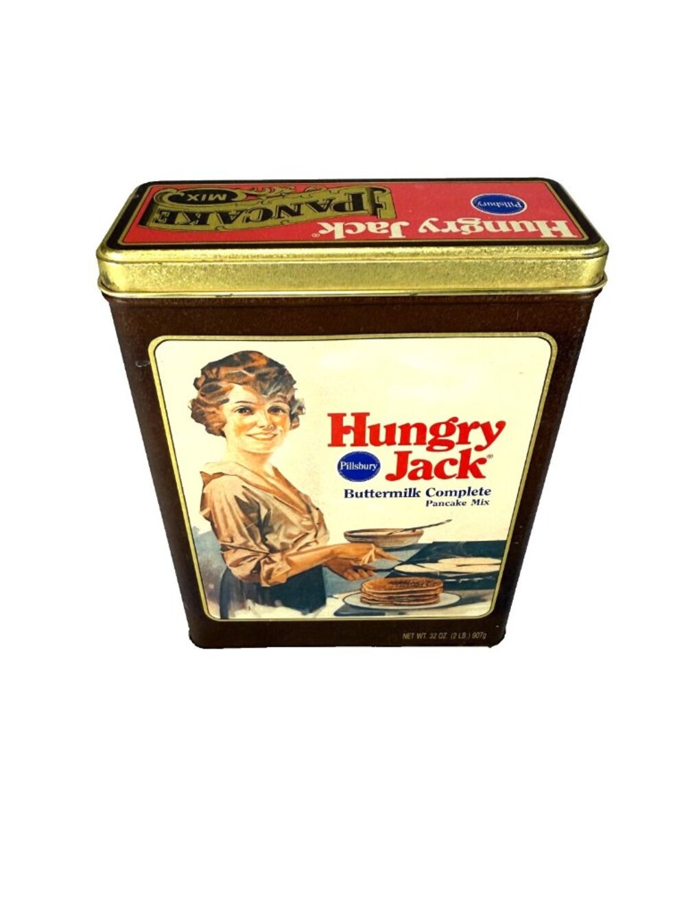 Vintage Hungry Jack Buttermilk Pancake Mix Metal Tin Canister Kitchen Storage